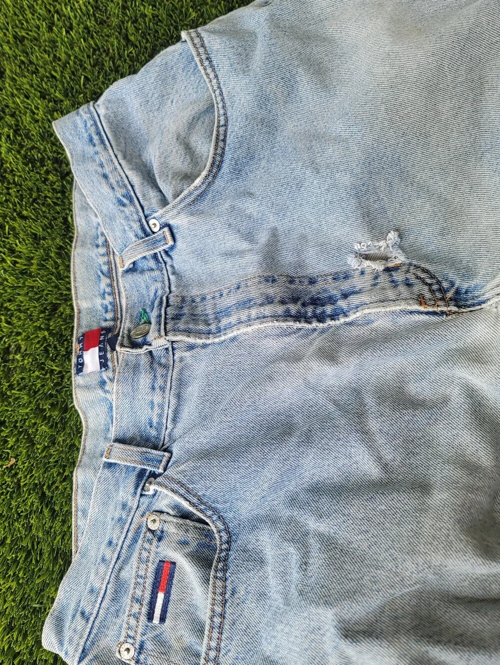 Vintage Tommy Hilfiger Men's Jeans | 36x30 | Light Wash | Y2K Distressed Denim